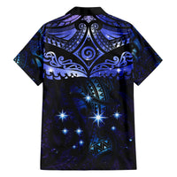 New Zealand Matariki Family Matching Off Shoulder Short Dress and Hawaiian Shirt Maori Pattern and Matariki Sky Night