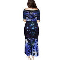 New Zealand Matariki Family Matching Puletasi and Hawaiian Shirt Maori Pattern and Matariki Sky Night LT03 - Polynesian Pride