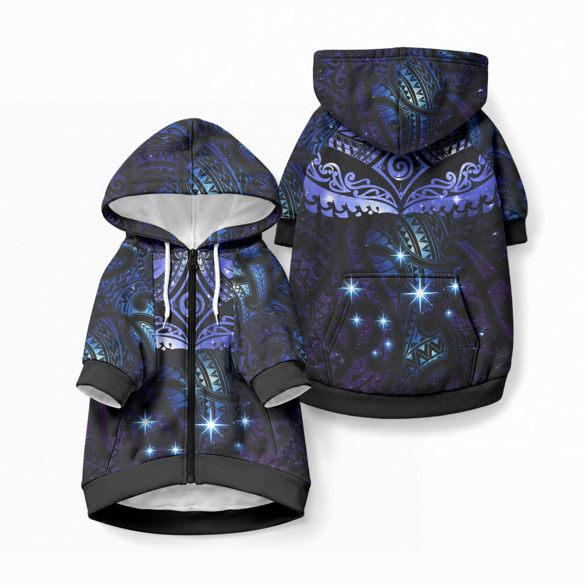 New Zealand Matariki Pet Hoodie LT03 Zip-up Blue - Polynesian Pride