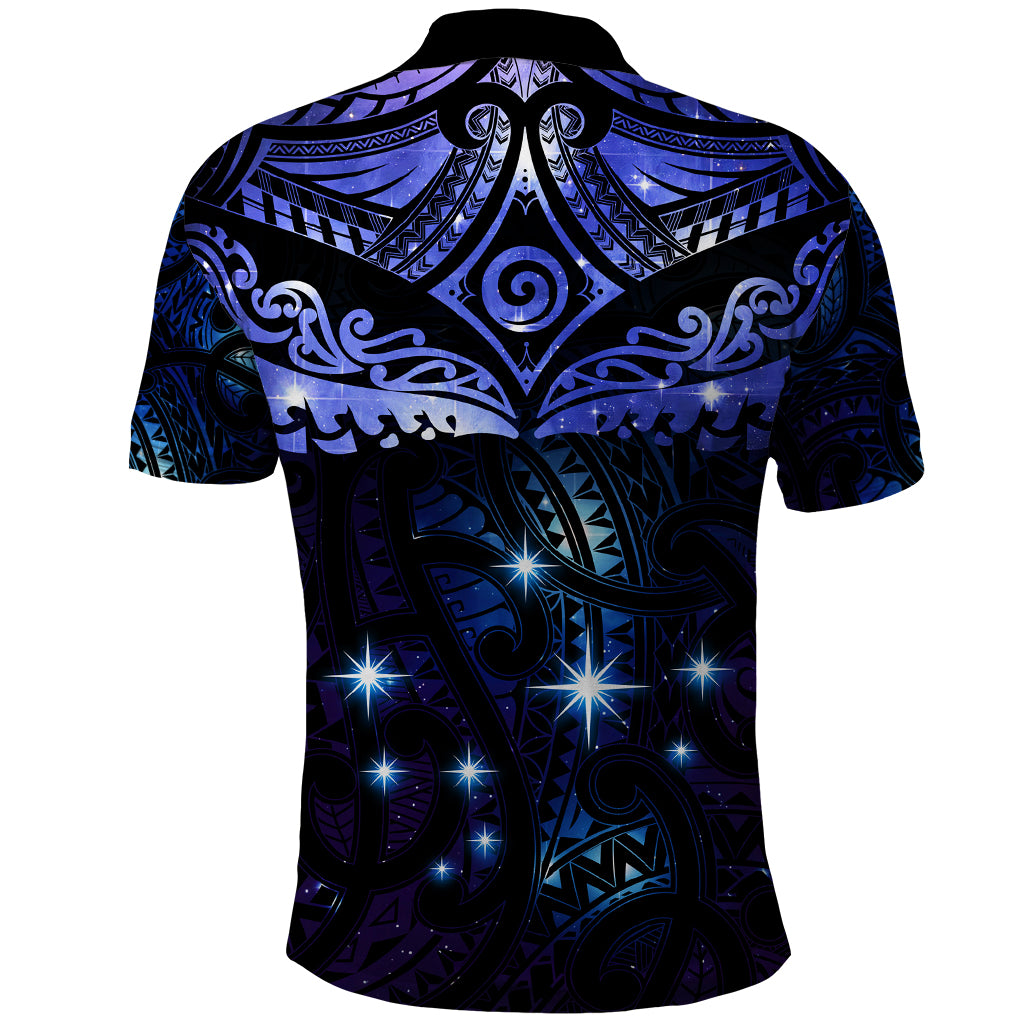 New Zealand Matariki Polo Shirt Maori Pattern and Matariki Sky Night