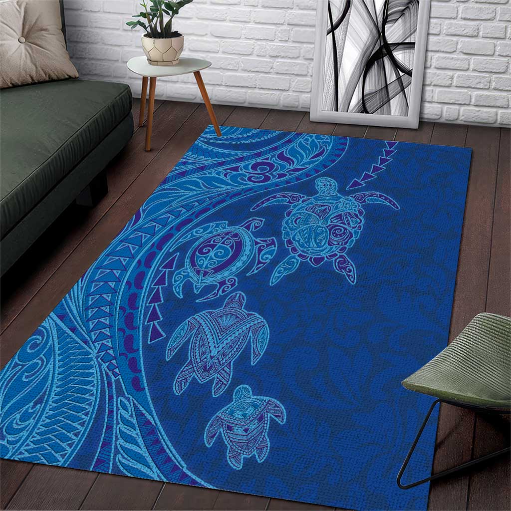 Hawaiian Turtles and Polynesian Art Tattoo Area Rug Ocean Abyss
