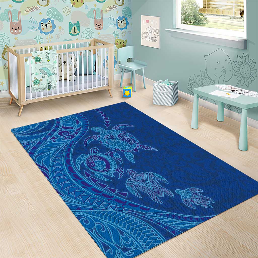 Hawaiian Turtles and Polynesian Art Tattoo Area Rug Ocean Abyss