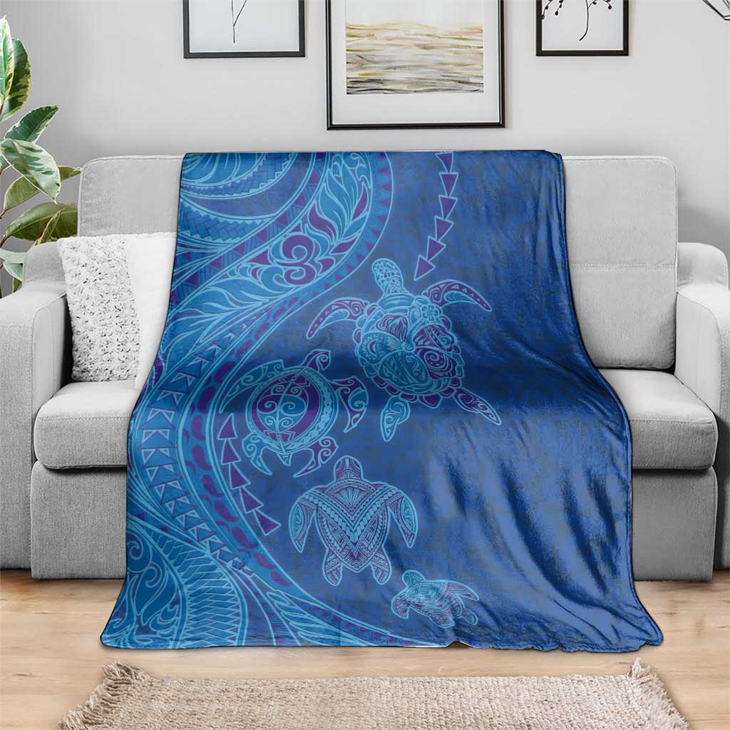 Hawaiian Turtles and Polynesian Art Tattoo Blanket Ocean Abyss