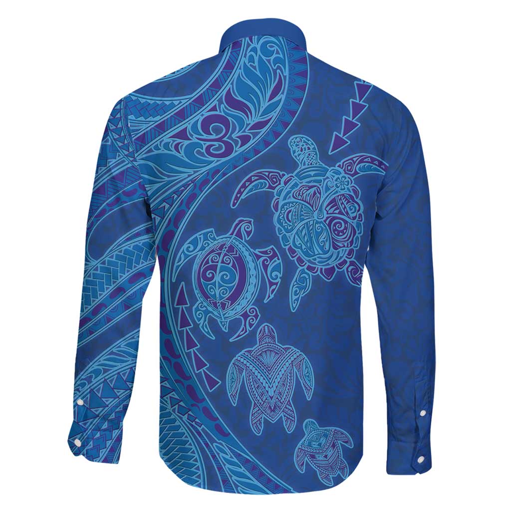 Hawaiian Turtles and Polynesian Art Tattoo Family Matching Long Sleeve Bodycon Dress and Hawaiian Shirt Ocean Abyss LT03 - Polynesian Pride