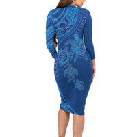 Hawaiian Turtles and Polynesian Art Tattoo Family Matching Long Sleeve Bodycon Dress and Hawaiian Shirt Ocean Abyss LT03 - Polynesian Pride