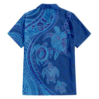 Hawaiian Turtles and Polynesian Art Tattoo Family Matching Off The Shoulder Long Sleeve Dress and Hawaiian Shirt Ocean Abyss LT03 - Polynesian Pride