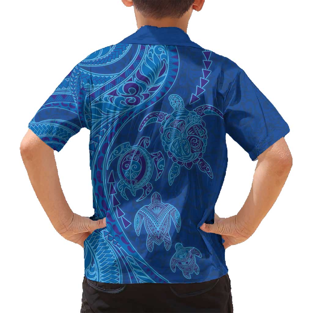 Hawaiian Turtles and Polynesian Art Tattoo Family Matching Off Shoulder Maxi Dress and Hawaiian Shirt Ocean Abyss LT03 - Polynesian Pride