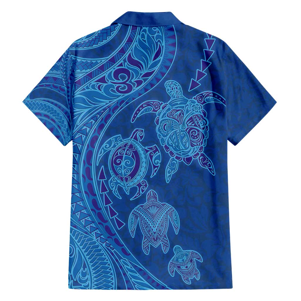 Hawaiian Turtles and Polynesian Art Tattoo Family Matching Off Shoulder Maxi Dress and Hawaiian Shirt Ocean Abyss LT03 - Polynesian Pride