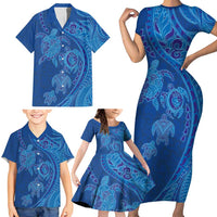 Hawaiian Turtles and Polynesian Art Tattoo Family Matching Short Sleeve Bodycon Dress and Hawaiian Shirt Ocean Abyss LT03 - Polynesian Pride