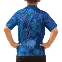 Hawaiian Turtles and Polynesian Art Tattoo Kid Hawaiian Shirt Ocean Abyss