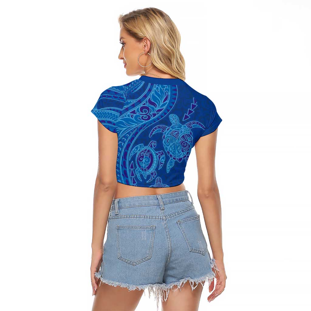 Hawaiian Turtles and Polynesian Art Tattoo Raglan Cropped T Shirt Ocean Abyss