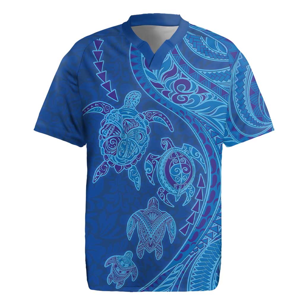 Hawaiian Turtles and Polynesian Art Tattoo Rugby Jersey Ocean Abyss