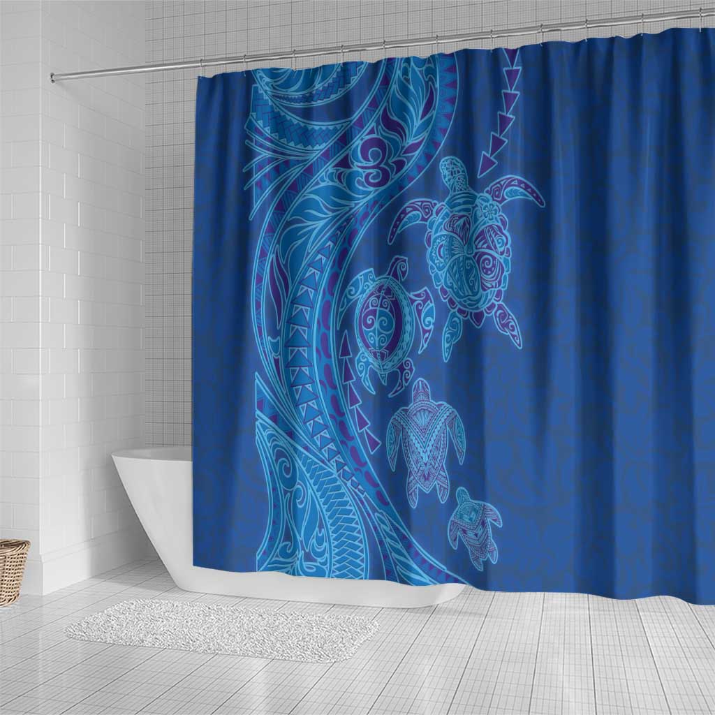 Hawaiian Turtles and Polynesian Art Tattoo Shower Curtain Ocean Abyss