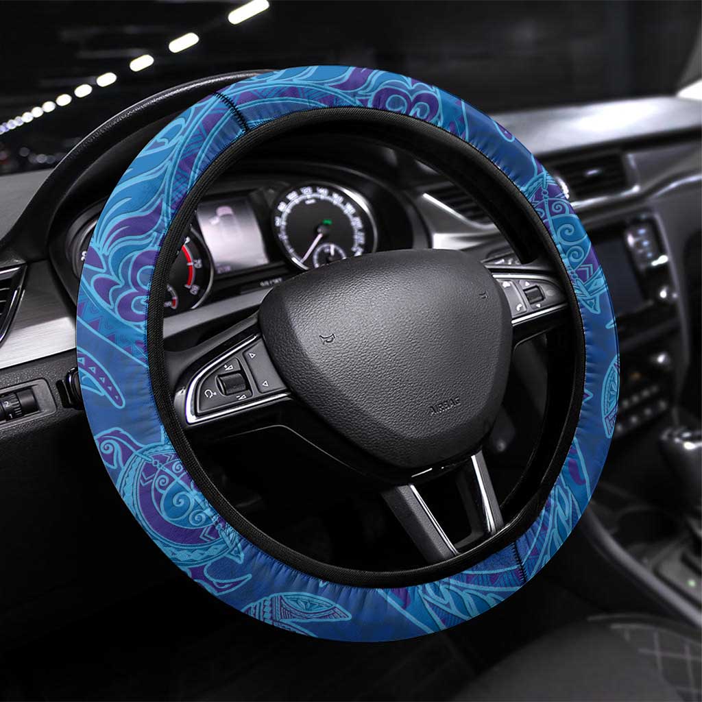Hawaiian Turtles and Polynesian Art Tattoo Steering Wheel Cover Ocean Abyss