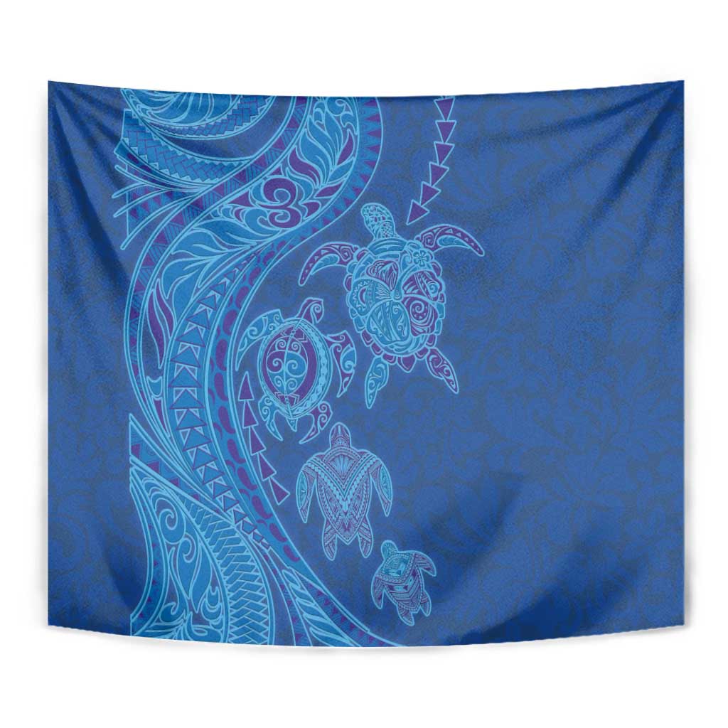 Hawaiian Turtles and Polynesian Art Tattoo Tapestry Ocean Abyss