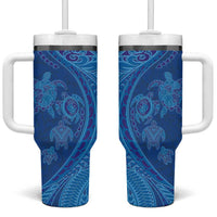 Hawaiian Turtles and Polynesian Art Tattoo Tumbler With Handle Ocean Abyss