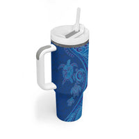 Hawaiian Turtles and Polynesian Art Tattoo Tumbler With Handle Ocean Abyss