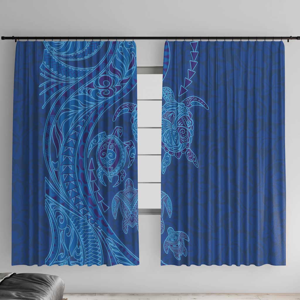 Hawaiian Turtles and Polynesian Art Tattoo Window Curtain Ocean Abyss