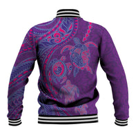 Hawaiian Turtles and Polynesian Art Tattoo Baseball Jacket Dusky Violet