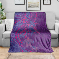 Hawaiian Turtles and Polynesian Art Tattoo Blanket Dusky Violet