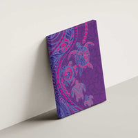 Hawaiian Turtles and Polynesian Art Tattoo Canvas Wall Art Dusky Violet