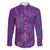 Hawaiian Turtles and Polynesian Art Tattoo Family Matching Long Sleeve Bodycon Dress and Hawaiian Shirt Dusky Violet