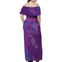 Hawaiian Turtles and Polynesian Art Tattoo Family Matching Off Shoulder Maxi Dress and Hawaiian Shirt Dusky Violet LT03 - Polynesian Pride