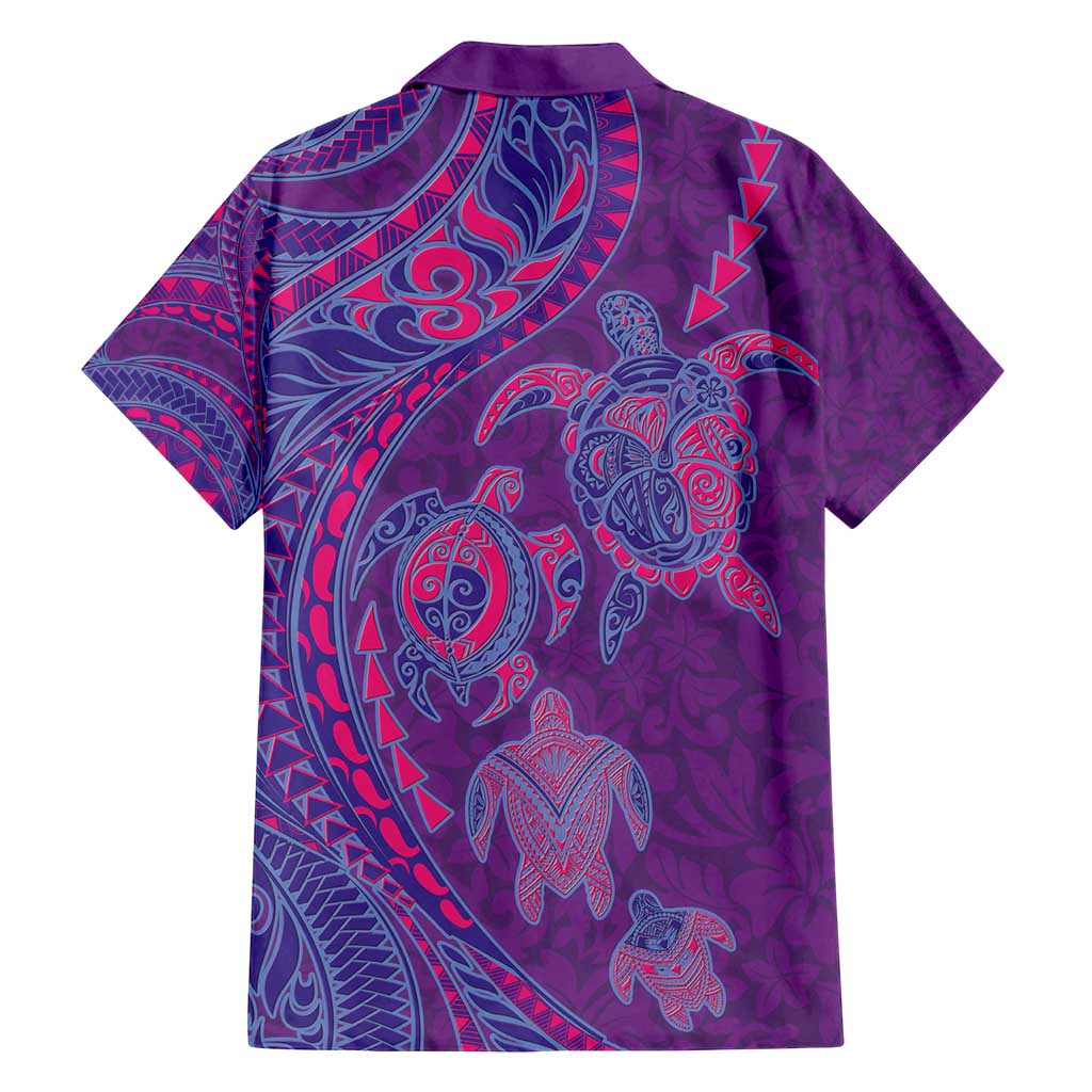 Hawaiian Turtles and Polynesian Art Tattoo Family Matching Puletasi and Hawaiian Shirt Dusky Violet LT03 - Polynesian Pride