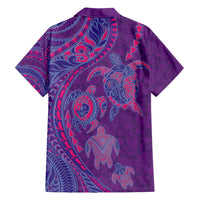 Hawaiian Turtles and Polynesian Art Tattoo Family Matching Summer Maxi Dress and Hawaiian Shirt Dusky Violet LT03 - Polynesian Pride