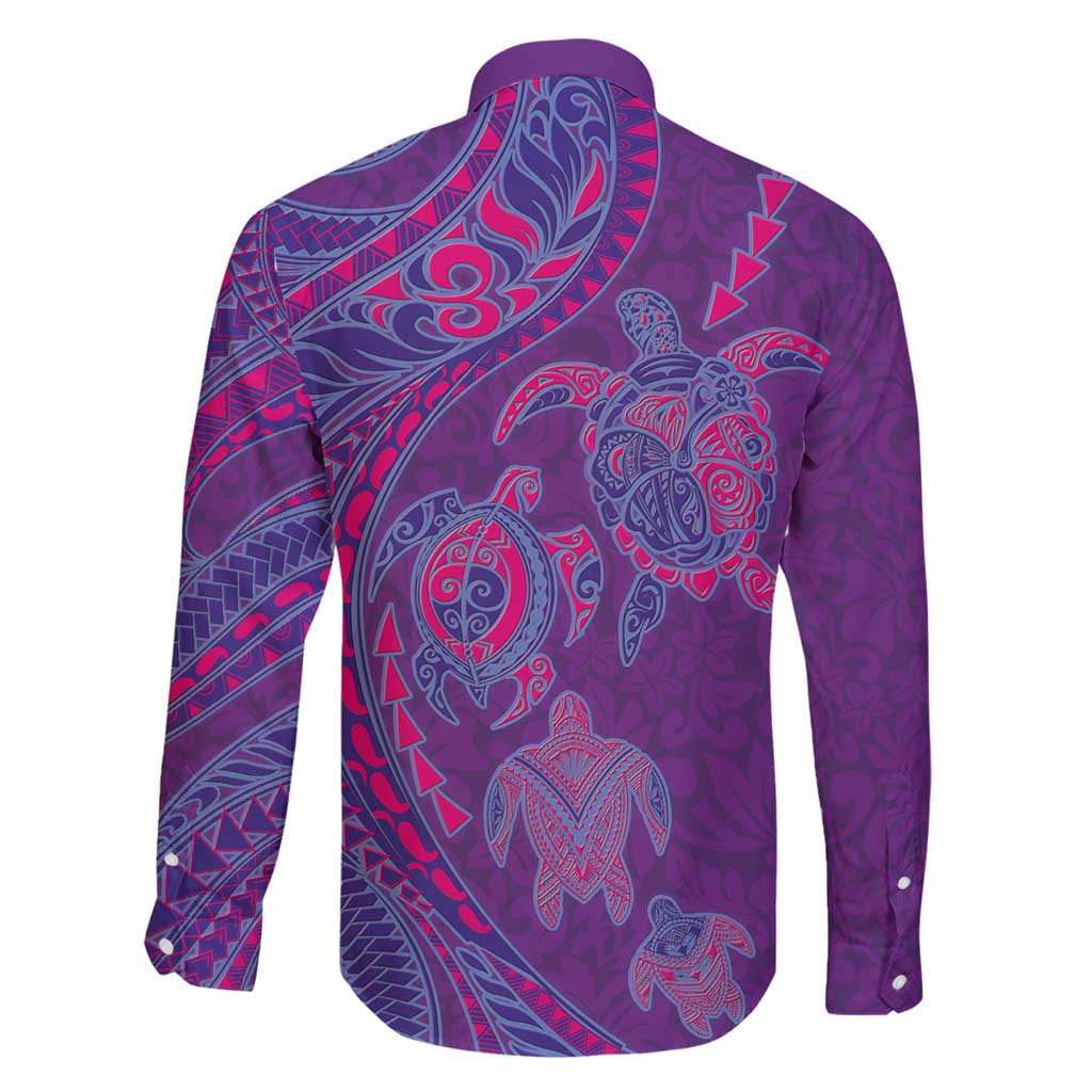 Hawaiian Turtles and Polynesian Art Tattoo Family Matching Summer Maxi Dress and Hawaiian Shirt Dusky Violet LT03 - Polynesian Pride