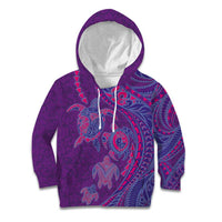 Hawaiian Turtles and Polynesian Art Tattoo Kid Hoodie Dusky Violet
