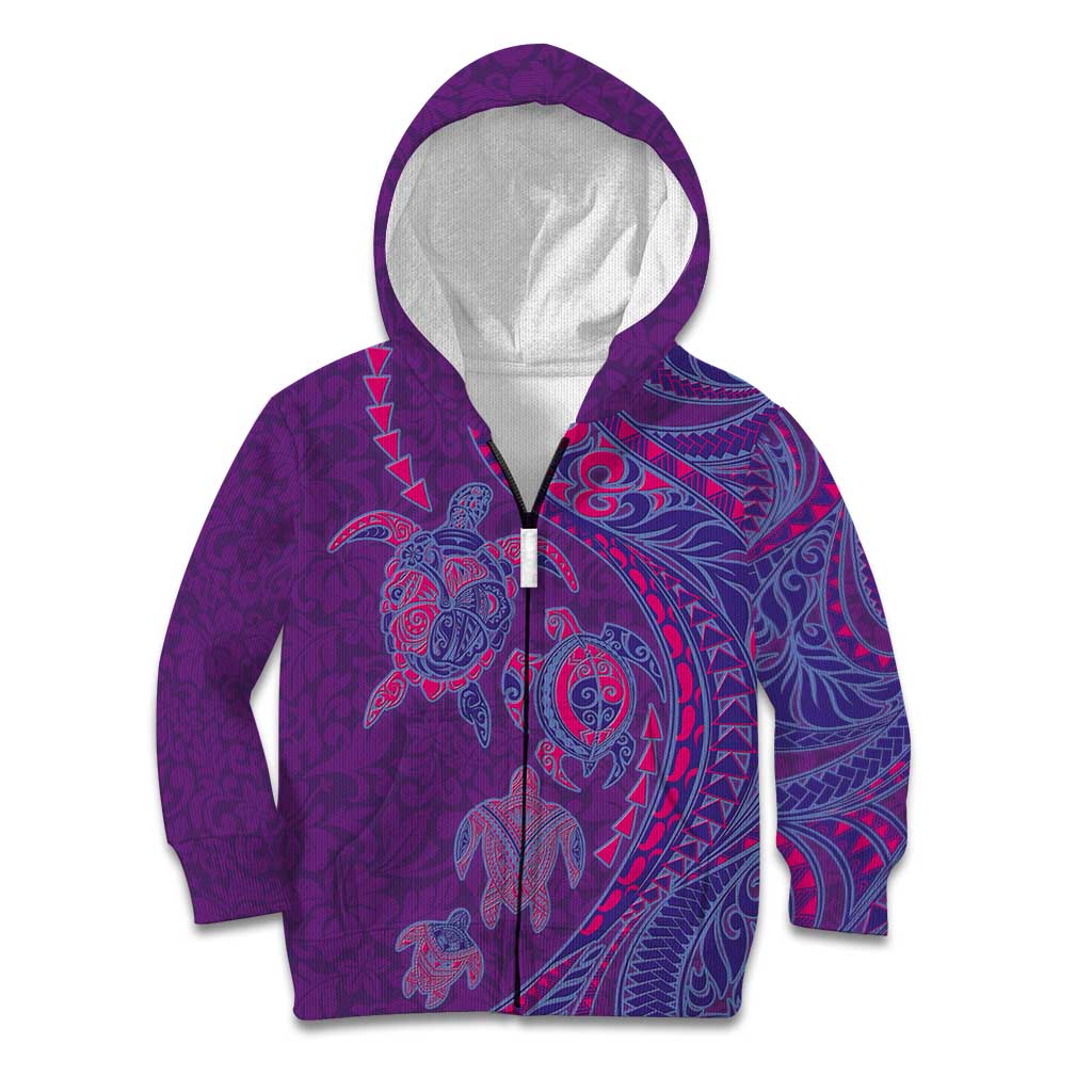 Hawaiian Turtles and Polynesian Art Tattoo Kid Hoodie Dusky Violet