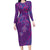 Hawaiian Turtles and Polynesian Art Tattoo Long Sleeve Bodycon Dress Dusky Violet