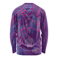 Hawaiian Turtles and Polynesian Art Tattoo Long Sleeve Shirt Dusky Violet