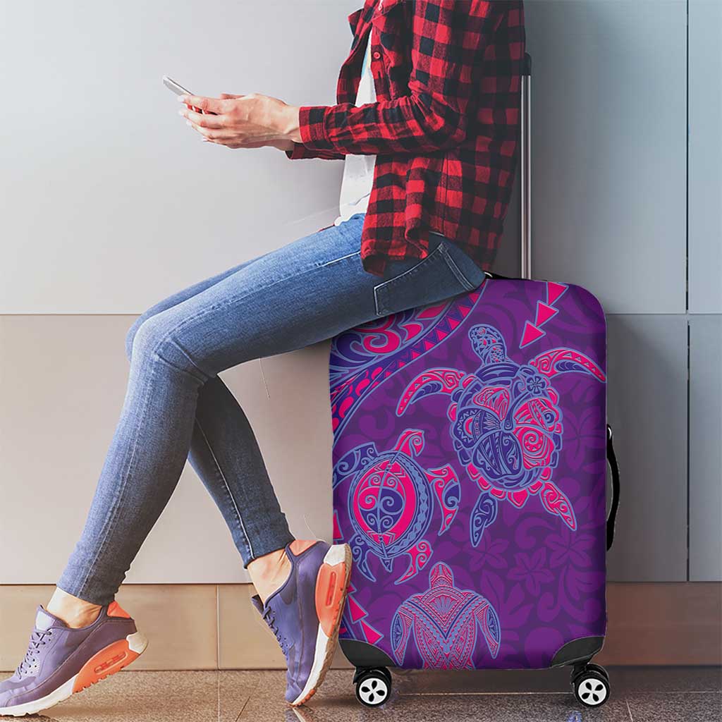 Hawaiian Turtles and Polynesian Art Tattoo Luggage Cover Dusky Violet