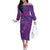 Hawaiian Turtles and Polynesian Art Tattoo Off The Shoulder Long Sleeve Dress Dusky Violet