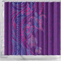 Hawaiian Turtles and Polynesian Art Tattoo Shower Curtain Dusky Violet
