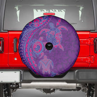 Hawaiian Turtles and Polynesian Art Tattoo Spare Tire Cover Dusky Violet