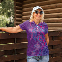 Hawaiian Turtles and Polynesian Art Tattoo Women Polo Shirt Dusky Violet