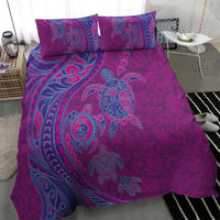 Hawaiian Turtles and Polynesian Art Tattoo Bedding Set Cerise