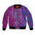 Hawaiian Turtles and Polynesian Art Tattoo Bomber Jacket Cerise