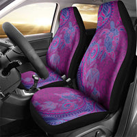 Hawaiian Turtles and Polynesian Art Tattoo Car Seat Cover Cerise