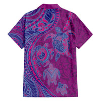 Hawaiian Turtles and Polynesian Art Tattoo Family Matching Off The Shoulder Long Sleeve Dress and Hawaiian Shirt Cerise LT03 - Polynesian Pride