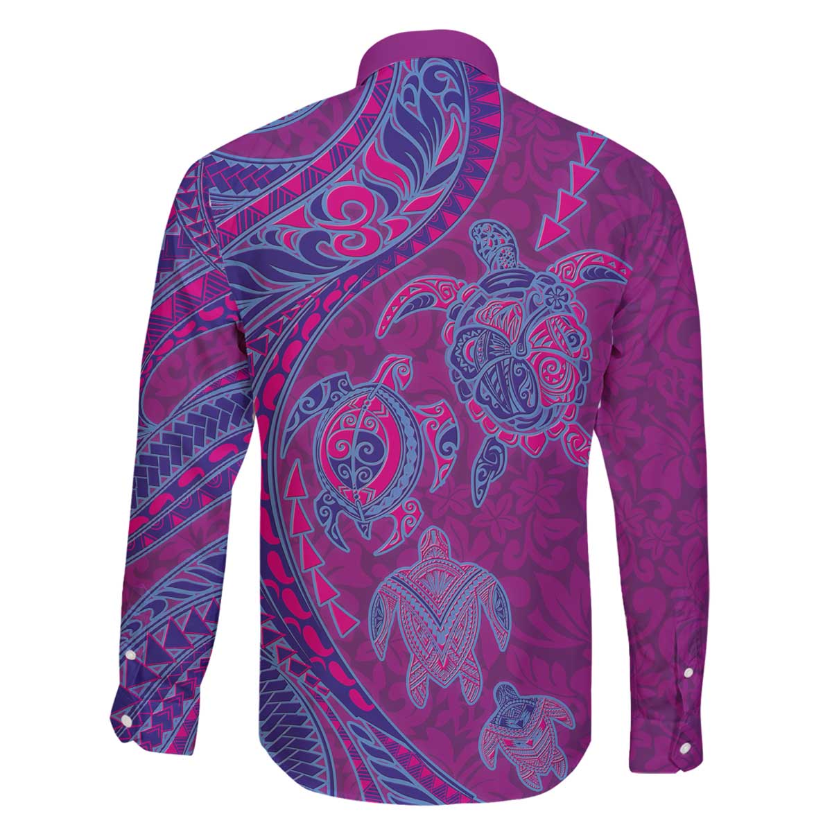 Hawaiian Turtles and Polynesian Art Tattoo Family Matching Off The Shoulder Long Sleeve Dress and Hawaiian Shirt Cerise LT03 - Polynesian Pride