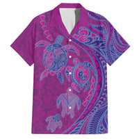 Hawaiian Turtles and Polynesian Art Tattoo Family Matching Off Shoulder Maxi Dress and Hawaiian Shirt Cerise LT03 Dad's Shirt - Short Sleeve Pink - Polynesian Pride