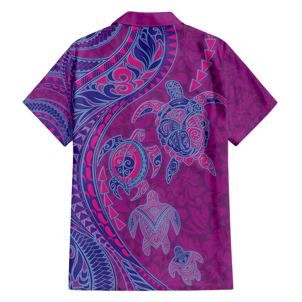 Hawaiian Turtles and Polynesian Art Tattoo Family Matching Puletasi and Hawaiian Shirt Cerise LT03 - Polynesian Pride