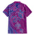 Hawaiian Turtles and Polynesian Art Tattoo Family Matching Short Sleeve Bodycon Dress and Hawaiian Shirt Cerise