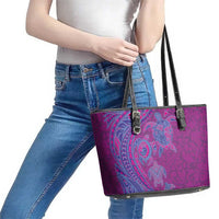 Hawaiian Turtles and Polynesian Art Tattoo Leather Tote Bag Cerise LT03 - Polynesian Pride