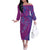 Hawaiian Turtles and Polynesian Art Tattoo Off The Shoulder Long Sleeve Dress Cerise