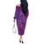Hawaiian Turtles and Polynesian Art Tattoo Off The Shoulder Long Sleeve Dress Cerise